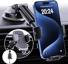 [2025 NEW] Car Phone Holder [Upgraded Strongest Suction & Clip] Cell Phone Mount for Dashboard Windshield Vent,Mobile Stand Base Truck Cradle for iPhone 17 Pro Max 16 15 14 13 12 X Samsung S25 Android