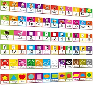 Alphabet Line ABC Number 0-20 Colors and Shapes Wall Decorations for Pre-School Kindergarten Elementary Classroom Nursery Homeschool