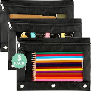 3-Pack Clear Binder Pencil Pouch