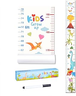 Baby Height Growth Chart, Premium Handing Ruler Home Nursery Wall Decor for Kids, 76" x 8" Growth Tracker for Children Height Record, Boys & Girls Playroom Decoration Sticker (Dinosaur)