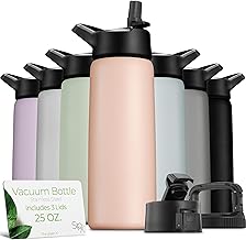 SipX&trade; Triple-Insulated Stainless Steel Water Bottle 25oz. With 3 Lids, BPA-Free Reusable Insulated Water Bottle Keeps Cold 24 Hours, Metal Water Bottle Made Of Sustainable Material For Hiking & Biking