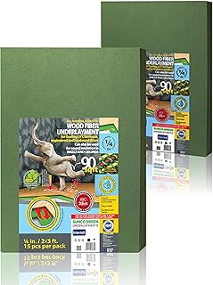 Wood Fiber Flooring Underlayment, 6mm (1/4 Inch) Thickness - 180 Sq Ft, Natural Soundproofing Insulation, for Laminate, Vinyl, LVT, LVP, or Hardwood
