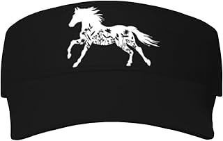 Floral and Horse Sport Sun Visor Hats Ball Caps Adjustable Empty Top Baseball Sun Cap for Men Women
