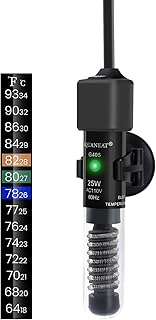 AQUANEAT Aquarium Heater, 25W Small Betta Fish Tank Heater, Mini Preset Water Thermostat with a Thermometer