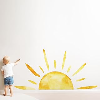 ???????????????? (????''??????'') Half Sun Wall Decal Extra Large Boho Sun Wall Decals Peel and Stick Removable Sunshine Wall Stickers for Bedroom Decor Nursery Decor Playroom Decor