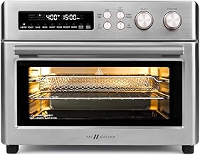 VAL CUCINA Infrared Heating Air Fryer Toaster Oven, Extra Large Countertop Convection Oven 10-in-1 Combo, 6-Slice Toast, Enamel Baking Pan Easy Clean with Recipe Book, Brushed Stainless Steel Finish