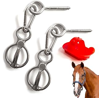 Horse Tie Ring 2 Pack - Heavy-Duty Stall and Trailer Accessories - Secure Tethering Rings for Stable and Barn - Includes Horse Grooming Brush - Essential Horse Supplies and Equipment