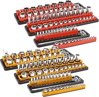 Magnetic Socket Organizer Set - Durable 1/2, 1/4, 3/8 Inch Drive Holder, Tool Box Storage Tray for Wrench, Screwdriver, Mechanic Tools, Portable Toolbox Accessory