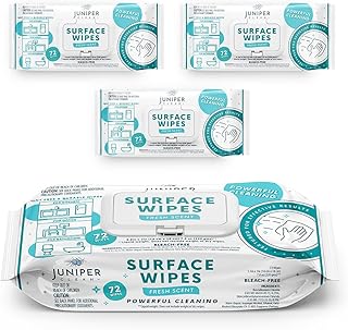 3 Pack Surface Cleaning Wipes Bleach Free, All-Purpose Cleaner for Bathroom, Kitchen, Office, 72 Count Soft Flow, Fresh Scent, Lint Free & Durable