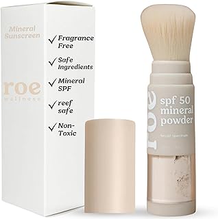 Roe Wellness- Kids SPF 50 Brush On Mineral Sunscreen Powder EWG, Reef-Friendly, Easy to Apply for Kids, Babies & Parents