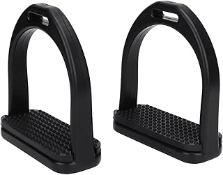 2 Pack Equestrian Stirrups with Non-Slip Rubber Pad Plastic, Universal Fit for Western & English Saddles(L)