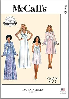 McCall's M8430A Misses' Vintage 1970's Robe and Nightgown Sewing Pattern Kit by Laura Ashley, Design Code M8430, Sizes XS-S-M