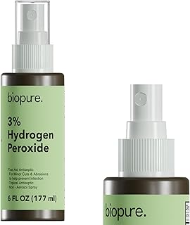 Biopure 6 Fl Oz Hydrogen Peroxide Spray &ndash; Convenient Non-Aerosol Spray Bottle with 3% Hydrogen Peroxide| Hydrogen Peroxide 3% First Aid Topical Antiseptic for Minor Cuts and Abrasions (6 Fl Oz)