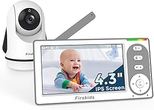 Baby Monitor - 1000ft Long Range Baby Monitor with Camera and Audio No WiFi, Built in 3500mAh Battery,Auto Night Vision, Temperature, 2-Way Talk, 8 Lullabies, 4.3'' Screen