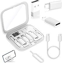 USB-C Travel Adapter Kit for iPhone, Pixel & Galaxy: USB-A to C, Micro-USB to C, Type-C to Lightning, Short USB-C Cable, OTG, Mirror Case