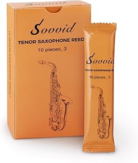 Handcrafted Tenor Saxophone Reeds 3.0 &ndash; Premium Natural Cane, Warm & Rich Tone, Durable & Consistent, Thinner Tip for Easy Play, Individually Packed with Portable Reed Case (Box of 10)