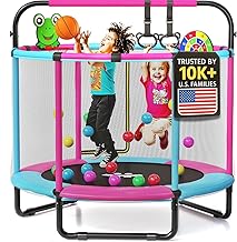 Happin&reg; 55'' Toddler Trampoline Indoor & Outdoor, 5FT Recreational Kids Trampoline Indoor Ages 1-8, Safety Trampolines for Kids with Safety Enclosure Net, Gifts for Toddler Boys & Girls