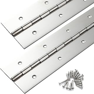 2 Pack Marine Grade Heavy Duty Piano Hinge 24 Inch x 2 Inch Width, True 0.060'' Thick Stainless Steel Piano Hinge for Heavy Duty Cabinet, Door, Toolbox, Metal Plate, Furniture, Industrial Project