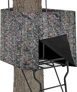 Deer Hunting Tree Stand Blind Cover, 93" x 35" Hunting Treestand Camo Blind Cover with 2 Pocket for Elevated