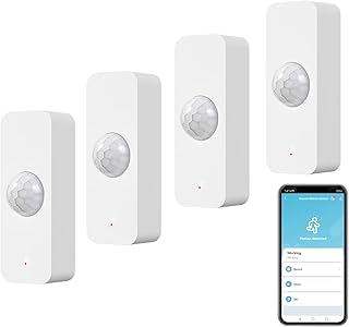 WiFi Motion Sensor, Smart Motion Detector for Home Security, Wireless Motion Sensor App Remote Monitor, Voice Command Compatible with Alexa. 4 Pack