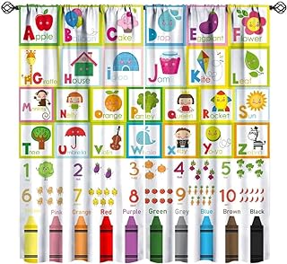 Alphabet ABC Curtains, Cartoon Animal Fruit Curtain Kids Educational Learning Alphabet Tool Window Treatments for Boys Girls Bedroom Living Room Classroom, 42x45in ?No Blackout?