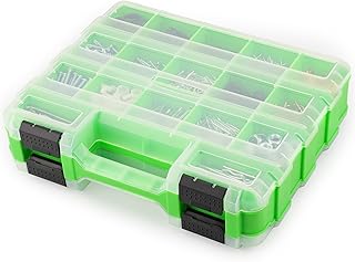 Small Parts Organizer, 34-Compartments Double Side parts organizer with Removable Dividers, Double Side Tools Box Screw Organizer For Nuts, Bolts, Screws, Nails, Small Hardware