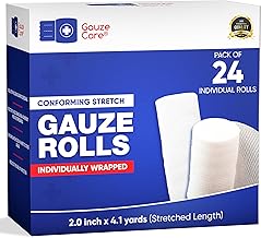 Gauze Rolls 2 inch Pack of 24 &ndash; Premium Quality Lint and Latex-Free Rolled Gauze 2 inches x 4.1 Yards - Conforming Stretch Bandages Designed for Effective Wound Care & Comfort