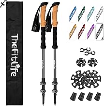 TheFitLife Trekking Poles - Lightweight 7075 Aluminum Hiking Sticks with Cork Grips, Adjustable Telescopic Design, Metal Flip Lock for Men & Women - Perfect for Hiking, Walking, Camping & Backpacking