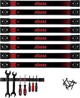AMM 8PCS Magnetic Tool Holder Strip, 12" Heavy Duty Tool Organizer Magnetic Strip with Mounting Screws, Tool Magnet Bar for Tool Storage, Garage Organization
