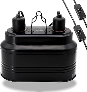 Dual Reptile Lamp Fixture with Independent Switches, UVB & Basking Bulb Holder for Glass Terrarium Habitat - Heat Light Fixture for Bearded Dragons, Turtles, Snakes & Lizards