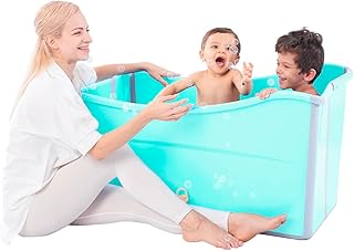 Large Foldable Bathtub for Toddler Collapsible Baby Bathtub Portable Bath tub Lightweight for Children Twins Petite Adult