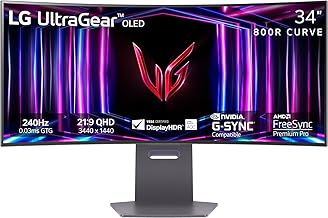 LG 34GS95QE 34-inch Ultragear OLED Curved Gaming Monitor WQHD 1440p 800R 240Hz 0.03ms AMD FreeSync Premium Pro NVIDIA G-Sync HDMI 2.1 DisplayPort Tilt/Height/Swivel Stand Black