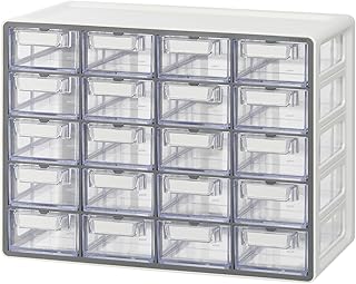 Blue Ginkgo Small 20-Drawer Cabinet &ndash; Stackable Clear Organizer for Hardware, Beads, Plastic Bricks, Office, and Craft Storage (Made in Korea, Gray)