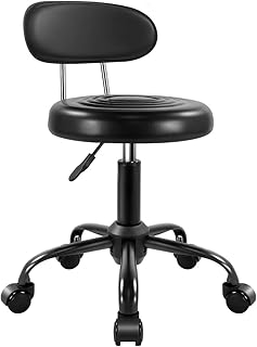 Leather Swivel Rolling Stool
