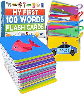 100 First Words Flash Cards &ndash; High Contrast Picture Flashcards &ndash; Educational Learning for Speech and Early Vocabulary Featuring Animals, Food, Transport, Family, Clothes and More