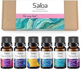Top 6 Essential Oils Blends Set for Diffusers - Aromatherapy Oils Scents for Home & Office, Perfect for Tension Relief, Relaxation, Breath and Good Dreams Mood Boost Wellness Essential Oil Kit for SPA
