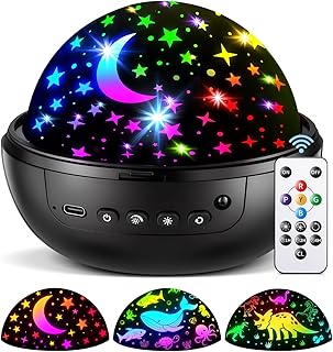COOLNIGHT Night Light for Kids, 93 Lighting+3 Films Kids Night Light Projector, Remote+Dimmable Star Projector,360&deg;Slient Ceiling Stars Glow in The Dark Stars, Boys Christmas Gifts for 4 Year Old Boy