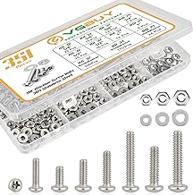 351Pcs Machine Screws Nuts and Bolts Assortment Kit, # 6-32# 8-32# 10-24 Phillips Pan Head Assorted 304 Stainless Steel Bolts Nuts Flat Washers Bolts with Case