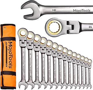 23-Piece Flex-Head Ratcheting Combination Wrench Set-Includes 14PCS Metric 8-24mm Ratchet Combination Wrenches Set,9PCS Allen Wrenches-72-Teeth,Cr-V Constructed,Nickel Plated,Organizer Bag