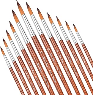 12pcs Round Watercolor Brushes for Acrylic Painting Round Pointed Paint Brushes Round Tipped Face Paint Brush Professional Oil Paintbrushes for Body Rock Miniature Model Artist Painting