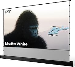 AWOL VISION 120" Motorized Rising Matte White Projector Screen for Long Short Ultra Short Throw Projector, Floor Stand Indoor Outdoor Theater Screen, 170&deg;+ Viewable 4K/8K Ultra HD MW-F220