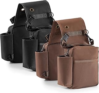 2 Pcs Horse Saddle Bag for Horses Gear Carrier Pommel Packet Waterproof Saddle Sack Pannier with Pocket for Water Bottle Camera Cell Phone Key, Black, Brown