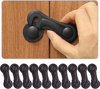 Cabinet Locks Baby Proofing, Childproof Cabinet Locks 10 Pack with Adhesive for Protecting Kids and Toddlers, Child Safety Lock for Drawer Cupboards Closet and Pantry Door (Black)