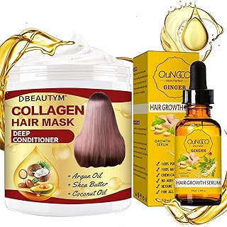 Collagen Hair Treatment Hair Mask & Hair Growth Serum,Deep Conditioner Hydrating Hair Mask for Dry Damaged Hair,Hair Growth Oil for Hair Loss,Natural Hair Regrowth Treatment for Men and Women
