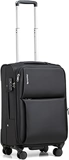Softside Expandable 20 Inch Carry On Luggage with Wheels Airline Approved, TSA Luggage Lightweight Rolling Suitcases for Travel Carry On Bag(Black)