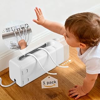 Improved Power Strip Cover Box(1 Pack) ?Outlet Covers Baby Proofing?Baby Safety Products?Adjustable Length Childproof Outlet Cover?Preventing Toddlers from Touching Sockets?Fits Most Sockets., White