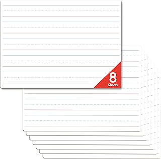 8 Sheets Dry Erase Lined Whiteboard, Double Sided Ruled Writing Board & Handwriting Practice Tool for Classroom, School, Office Supplies Whiteboard (9&rdquo; x 12&rdquo;)