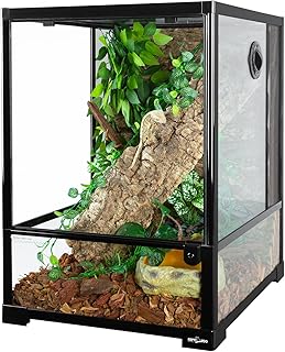 REPTI ZOO 30 Gallon Reptile Glass Terrarium, 18" x 18" x 24" Rainforest Habitat Tank with Front Opening Door, Knock-Down Vertical Reptile Terrarium with Top Screen & Side Mesh Ventilation
