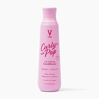V&Co. Beauty Curly Pop Curl Defining Conditioner &ndash; Sulfate Free & Paraben Free Hydrating Hair Care with Peptides, Amino Acids & Jojoba Oil for Moisture, Frizz Control & Curl Definition &ndash; 12 fl oz