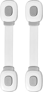 Baby Cabinet Locks, Child Safety Cabinet Proofing -Child Safety Strap Locks Adhesive Drawer Fridge Ovens Door Toilet Latches No Drill Multi-Purpose for Furniture Kitchen Lock (Grey, 2Pack)
